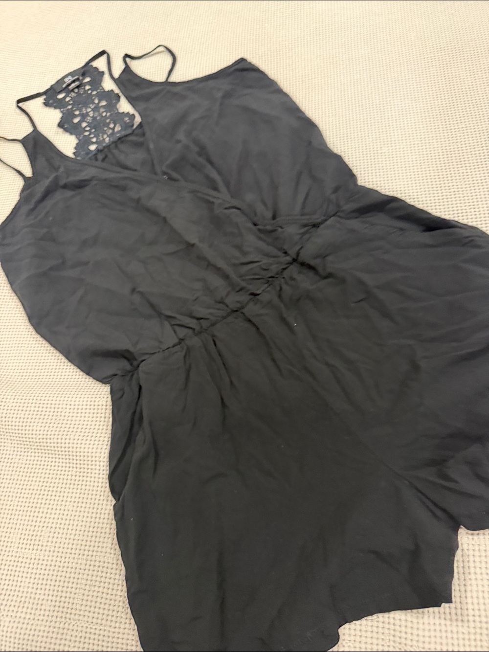 Black Lace Back Romper